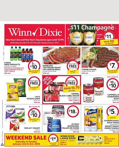 Winn Dixie Ad Jan 1 2016 Deals