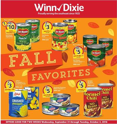 Winn Dixie Weekly Ad September 21 - Oct 4 2016