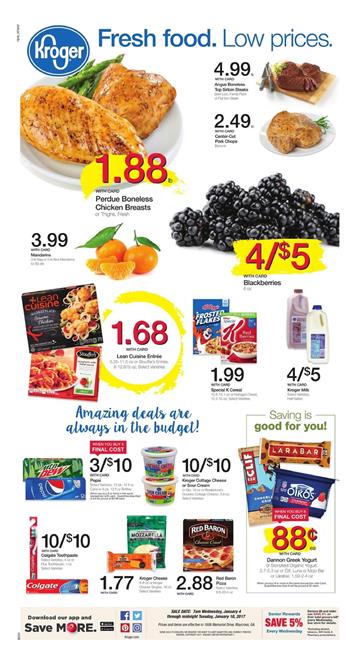 Kroger Weekly Ad Overview January 4 - 10 2017