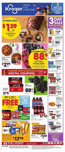 Kroger Weekly Ad Spend $15 Save $5 Nov 29