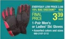 Menards Ad Kwikset Ski Gloves 3.39