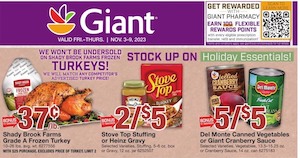 Giant Turkey Deal Nov 3 - 9, 2023