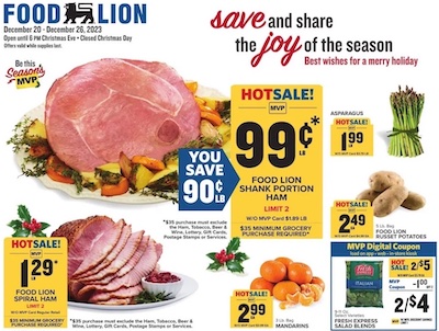 Food Lion Christmas Sale Dec 20 - 26, 2023