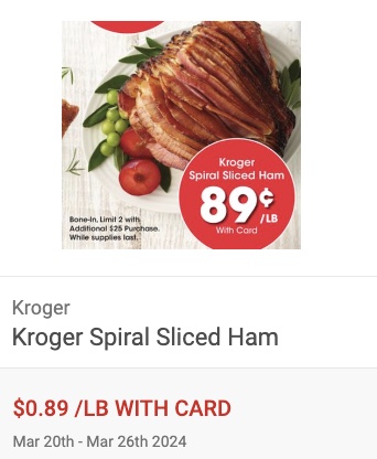 Kroger Easter Ham Deal 2024