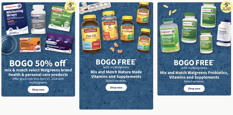 Walgreens BOGO free Vitamins April 2024