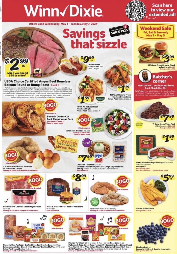 Winn Dixie Offers BOGO and Weekend Specials for May 1 - 7